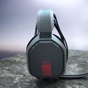 A10 Over-Ear Gaming Headset in Gray with Red Accent